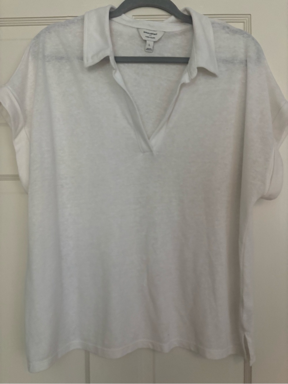 Banana Republic linen blend Polo V-Neck Top L
